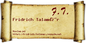 Fridrich Talamér névjegykártya